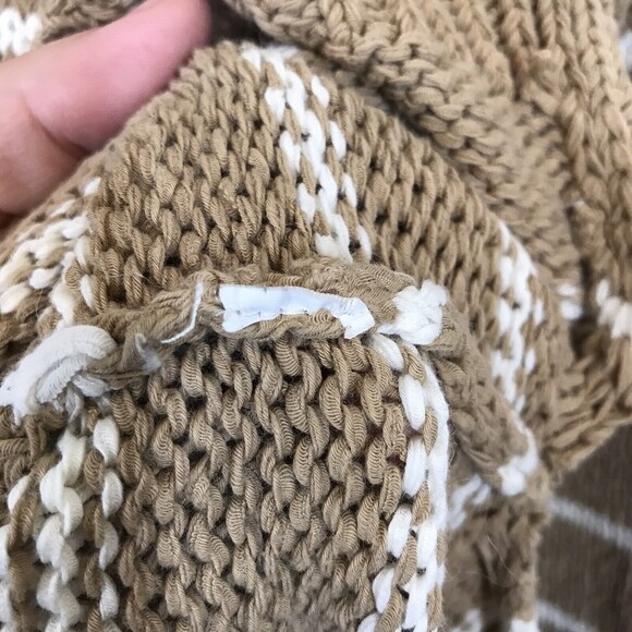 Vince Beige Stripe Womens Medium Pullover Chain Knit Comfort Sweater - Picture 8 of 9